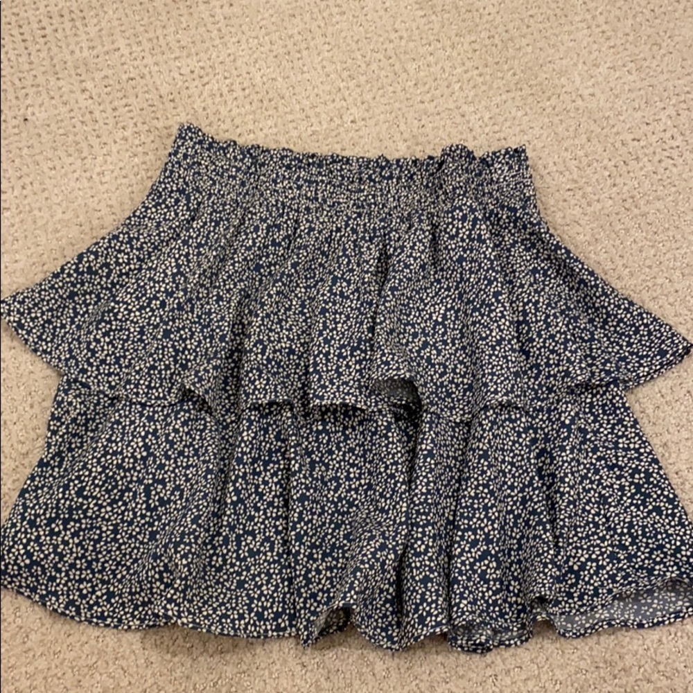 Green floral mini skirt